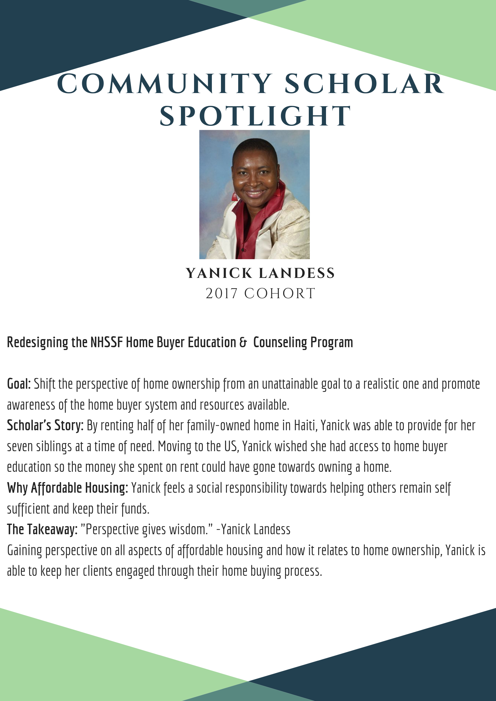 Yanick Landess Community Scholar Spotlight